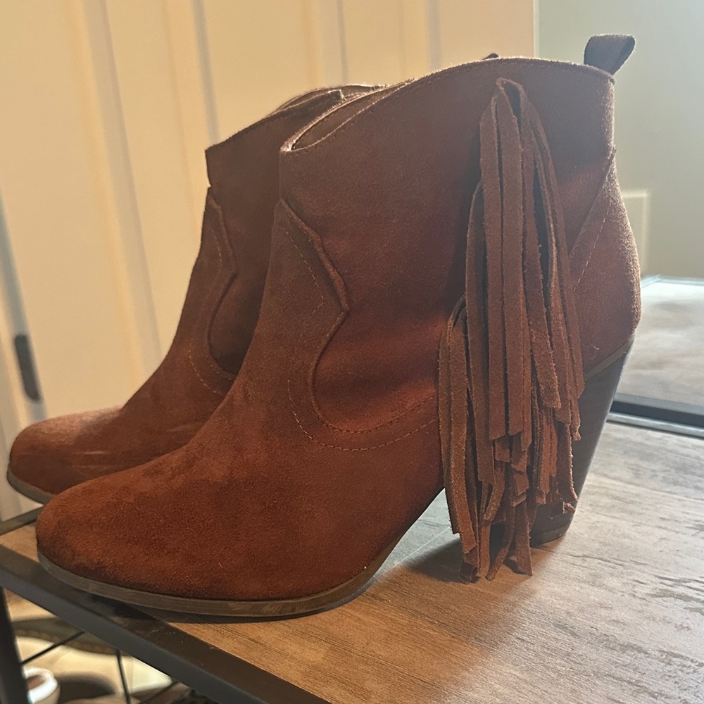 Madden Girl Chestnut Fringe Ankle Booties